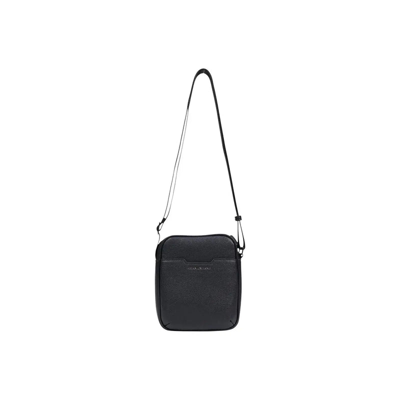 Armani Exchange Sac bandoulière homme en cuir noir texturé, au design minimaliste et élégant, avec bandoulière ajustable.