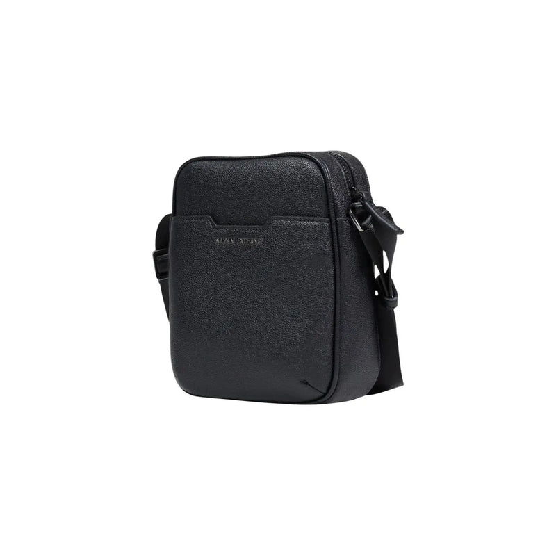 Armani Exchange Sac bandoulière homme en polyester noir avec bandoulière en cuir texturé noir et sangle réglable