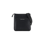 Armani Exchange Sac bandoulière homme noir en polyester 21x22x3 cm avec cuir texturé et finitions argentées.