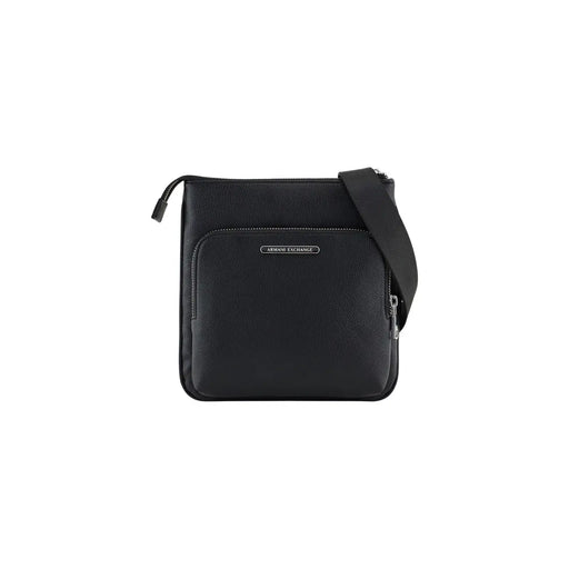 Armani Exchange Sac bandoulière homme noir en polyester 21x22x3 cm avec cuir texturé et finitions argentées.
