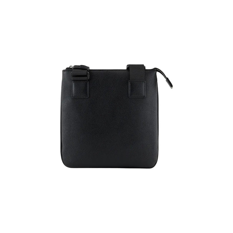 Armani Exchange Sac bandoulière homme en cuir texturé noir, fermeture éclair et bandoulière réglable, dimensions 21 x 22 x 3 cm