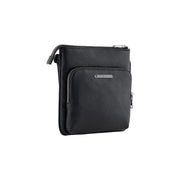 Armani Exchange Sac bandoulière homme en polyester noir avec finitions en cuir texturé, fermetures éclair argentées et design minimaliste 21 x 22 x 3 cm