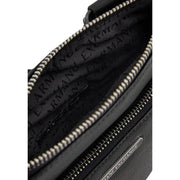 Armani Exchange Sac bandoulière homme en polyester noir avec bandoulière en cuir texturé et fermetures éclair argentées