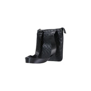 Armani Exchange Sac bandoulière homme en polyester noir à motif tissé et bandoulière en cuir ajustable