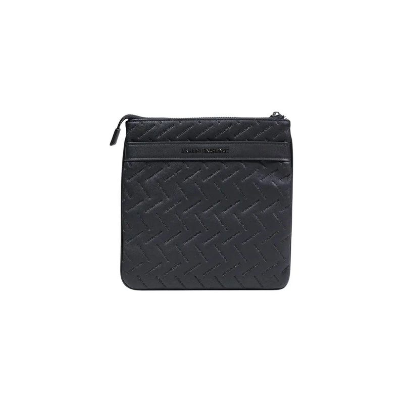 Armani Exchange Sac bandoulière homme en cuir matelassé noir, avec une texture tissée discrète et un logo en relief, en polyester.