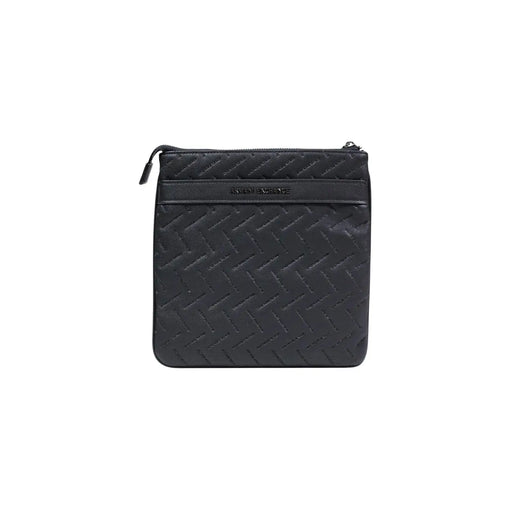 Armani Exchange Sac bandoulière homme en cuir matelassé noir, avec une texture tissée discrète et un logo en relief, en polyester.