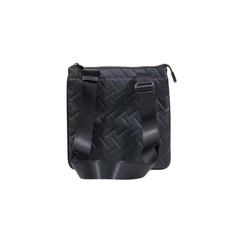 Armani Exchange Sac bandoulière homme en cuir tressé noir, avec un élégant motif texturé et une bandoulière réglable.