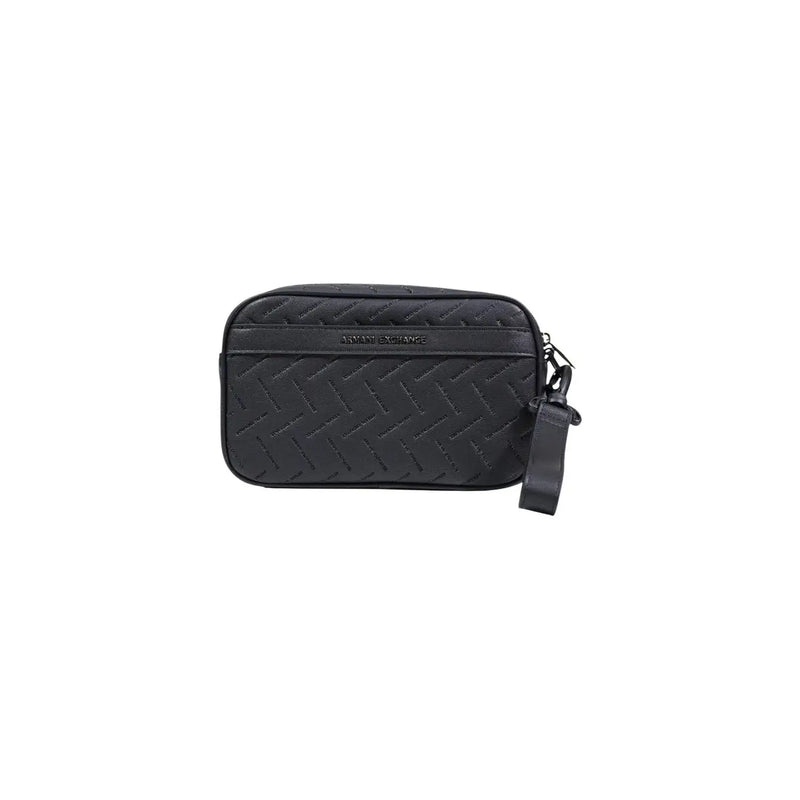 Armani Exchange Sac bandoulière homme en polyester noir avec dragonne matelassée noire, texture tissée et fermeture éclair
