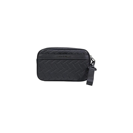 Armani Exchange Sac bandoulière homme en polyester noir avec dragonne matelassée noire, texture tissée et fermeture éclair