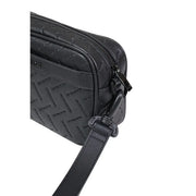 Armani Exchange Sac bandoulière homme en cuir noir matelassé à motif chevrons et bandoulière réglable