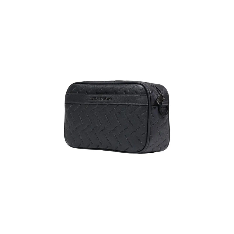 Armani Exchange Sac bandoulière homme en polyester noir 24x15x8 cm avec trousse de toilette en cuir texturé noir à motif chevrons et logo en relief