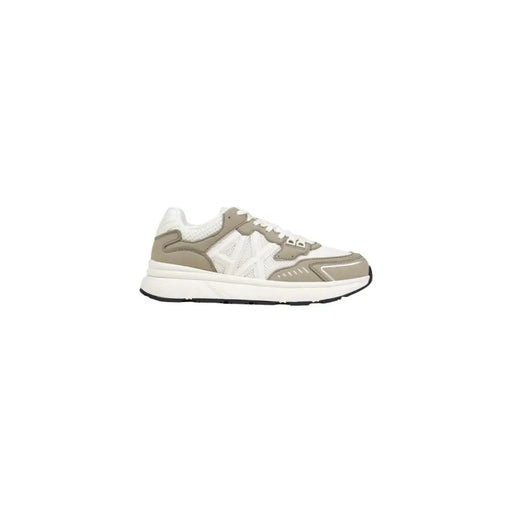 Armani Exchange Baskets homme vertes à lacets en polyester avec empiècements en mesh beige et blanc élégants et superpositions synthétiques