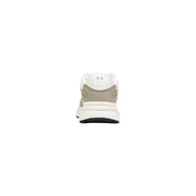 Armani Exchange Baskets pour hommes en polyester blanc et beige avec semelle épaisse et lacets verts.