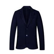 Armani Exchange men spring summer navy blue long blazer with two front buttons notched lapel and front pockets