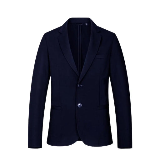 Armani Exchange men spring summer navy blue long blazer with two front buttons notched lapel and front pockets
