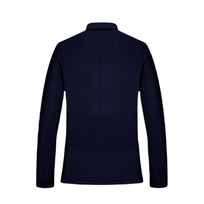 Navy blue tailored Armani Exchange men spring summer long blazer with classic collar and front pockets