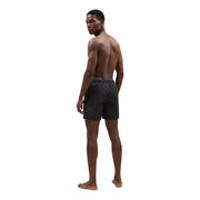 Armani Exchange men swimwear black swim trunks with subtle geometric pattern designed for comfortable beachwear