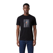Black Armani Exchange men short-sleeved t-shirt featuring a rectangular Empire State Building graphic print