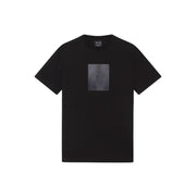 Armani Exchange t-shirt noir à manches courtes pour homme t-shirt avec un écusson graphique rectangulaire gris translucide sur la poitrine