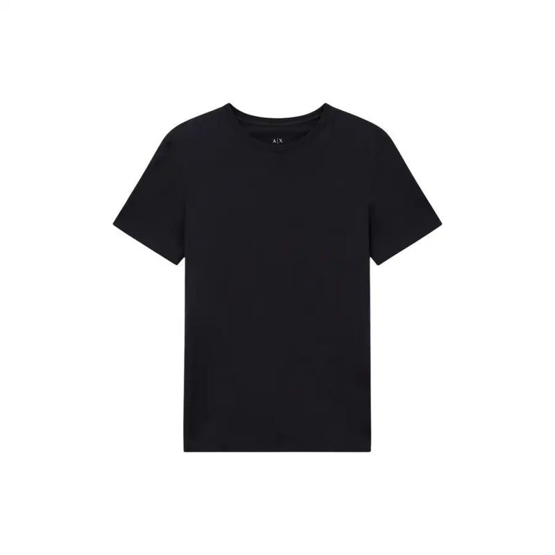Armani Exchange hommes t-shirt T-shirt noir à manches courtes en coton avec un logo Axe discret à l'encolure
