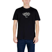 Coton noir Armani Exchange hommes t-shirt comportant un logo blanc avec le texte Milan New York 1978 en dessous.