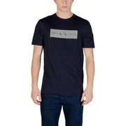 T-shirt noir à manches courtes Armani Exchange hommes t-shirt avec un rectangle argenté en relief armani exchange logo sur le devant