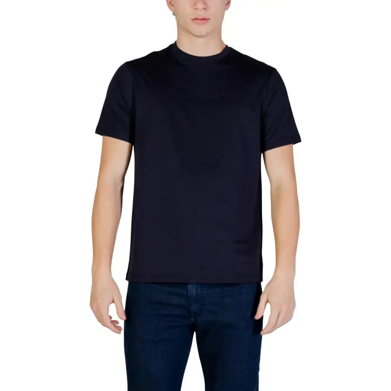 Armani Exchange pull noir pour homme t-shirt avec un logo discret en relief sur la poitrine, en matière de coton