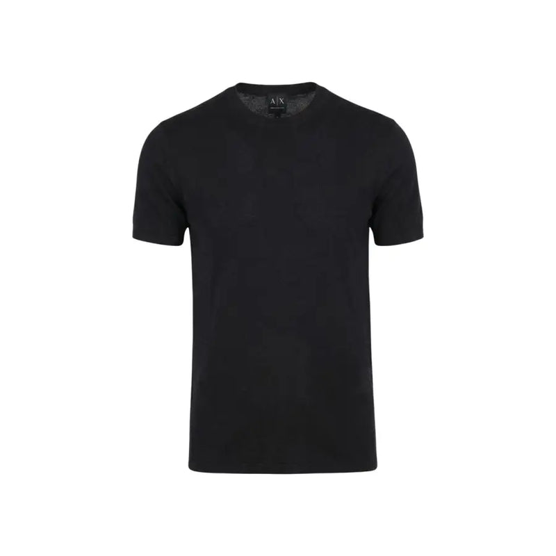 Armani Exchange hommes t-shirt T-shirt décontracté en coton noir à col rond et manches courtes