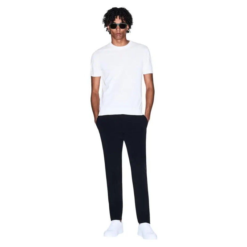 Armani Exchange hommes t-shirt T-shirt blanc à col rond et manches courtes en tissu lisse et léger, idéal pour une tenue décontractée.