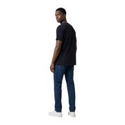 coton bleu marine foncé Armani Exchange hommes t-shirt avec un col côtelé discret pour une tenue décontractée