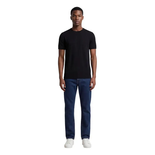 Armani Exchange hommes t-shirt T-shirt noir à manches courtes et col rond en coton décontracté top