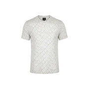 Armani Exchange hommes t-shirt en gris clair avec un motif de logo répété à fin contour noir
