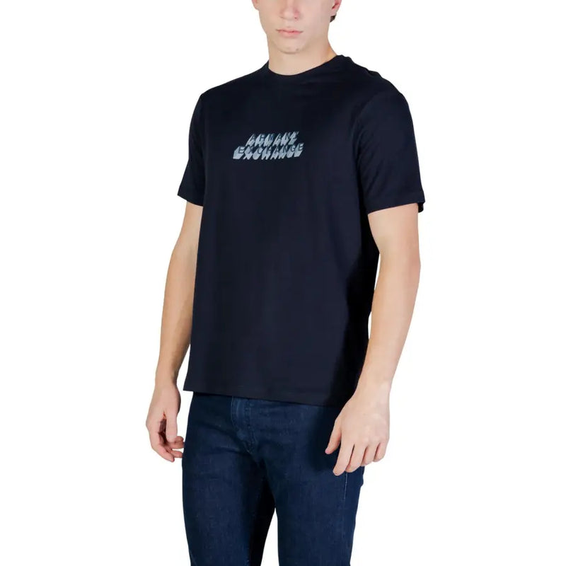 Armani Exchange t-shirt noir à manches courtes pour homme t-shirt bleu clair Armani Exchange logo imprimé sur la poitrine