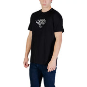 Noir Armani Exchange hommes t-shirt en coton avec un motif blanc Armani Exchange logo imprimé sur la poitrine
