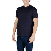 Armani Exchange T-shirt homme noir à manches courtes en coton avec logo brodé ton sur ton discret sur la poitrine