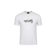 Blanc armani exchange hommes t-shirt avec du noir armani exchange Logo style graffiti de 1974 sur la poitrine