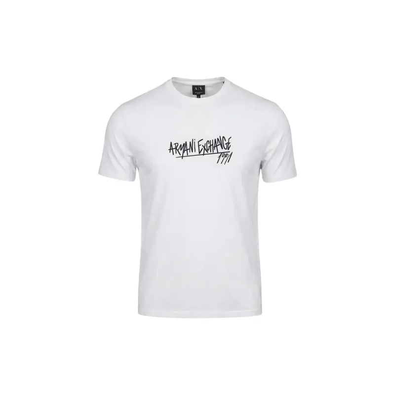 Blanc armani exchange hommes t-shirt avec du noir armani exchange Logo style graffiti de 1974 sur la poitrine