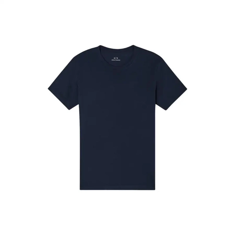 coton bleu marine Armani Exchange hommes t-shirt avec un design minimaliste et un logo de marque discret au niveau de l'encolure