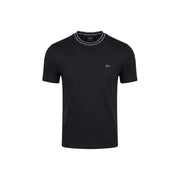 Noir Armani Exchange hommes t-shirt avec un col blanc et un petit logo brodé sur la poitrine