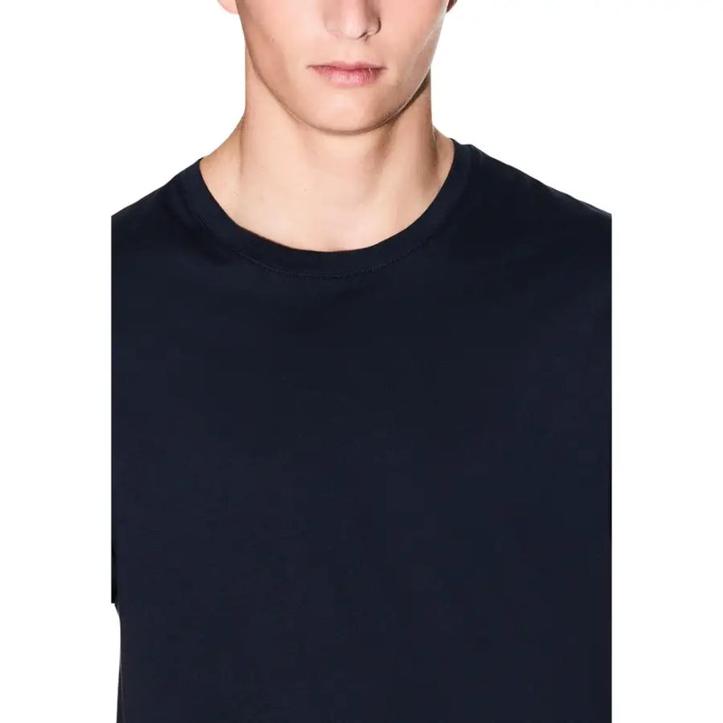 Armani Exchange hommes t-shirt Pull ras du cou noir en tissu lisse et léger, idéal pour une tenue décontractée