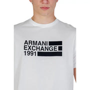 Armani Exchange hommes t-shirt coton blanc avec des touches de noir vif armani exchange Logo graphique de 1991 sur le devant