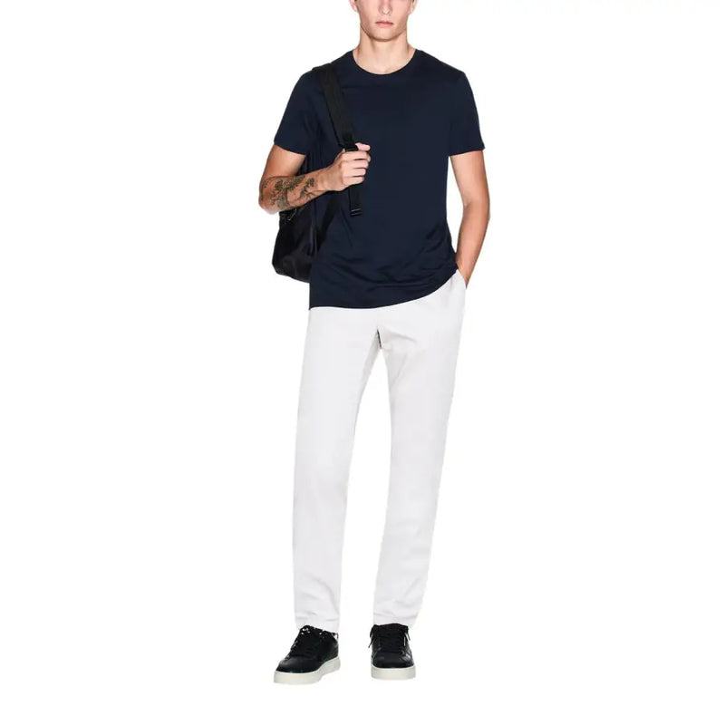 Armani Exchange T-shirt homme bleu marine à manches courtes en coton et col rond t-shirt pour les vêtements décontractés
