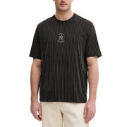 Armani Exchange men t-shirt black pinstripe short-sleeve with white vertical stripes and embroidered chest logo