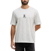 Armani Exchange men t-shirt with white and black vertical stripes short sleeves and small chest logo