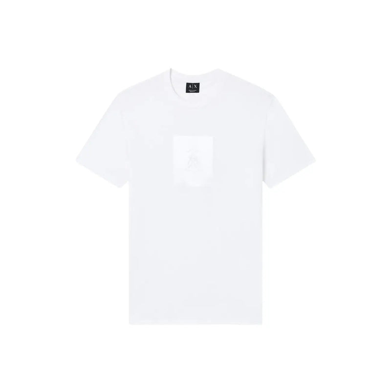 White armani exchange men t-shirt featuring a subtle minimalist front pocket design in soft cotton material