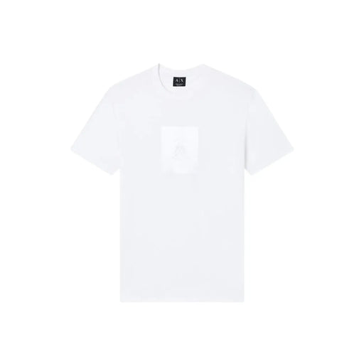 White armani exchange men t-shirt featuring a subtle minimalist front pocket design in soft cotton material