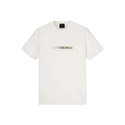 Cream-colored Armani Exchange men t-shirt with a subtle gradient logo across the chest in soft cotton fabric