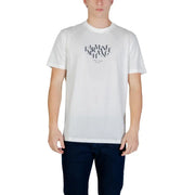 Blanc Armani Exchange hommes t-shirt avec un imprimé graphique noir en coton doux pour une tenue décontractée