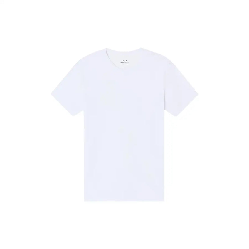 Armani Exchange coton blanc pour hommes t-shirt avec un col rond et des manches courtes ornées d'une broderie du logo en forme de X.