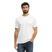 Armani Exchange pull blanc pour homme t-shirt avec un discret écusson logo sur la poitrine gauche en coton doux
